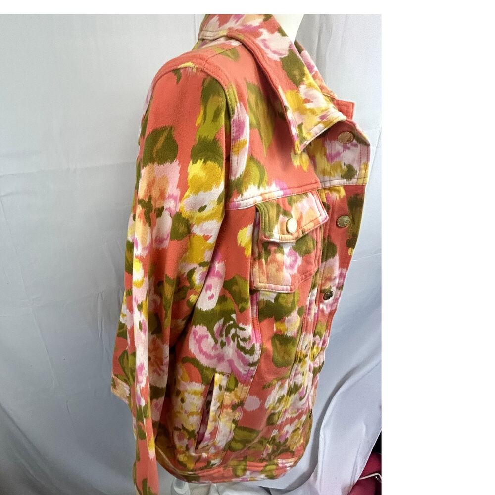SKU2475 Isaac Mizrahi Live! Women's 1X Multicolor Snap Front Stretch Jacket - Picture 4 of 13